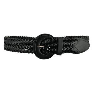 Women Wide Full Grain Leather Handwoven Braided Concho Belt (black, Fits Up To😜